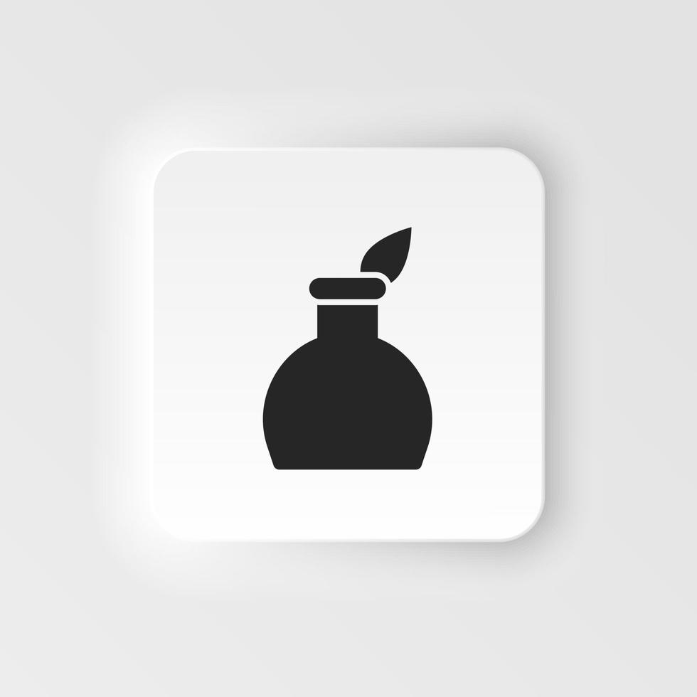 Feather pen, ink pot icon - Vector. Simple element illustration from UI concept. Feather pen, ink pot icon neumorphic style vector icon .