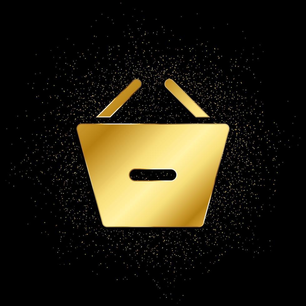 basket, remove, shopping gold icon. Vector illustration of golden particle background. gold icon