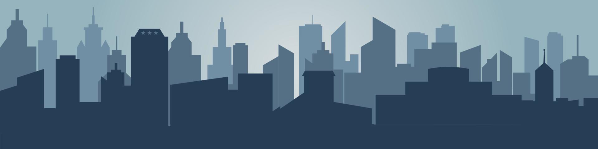 Set of cityscape background. Skyline silhouettes. Modern architecture. Horizontal banner with megapolis panorama. Building icon. Vector illustration. City silhouettes, building vector illustration