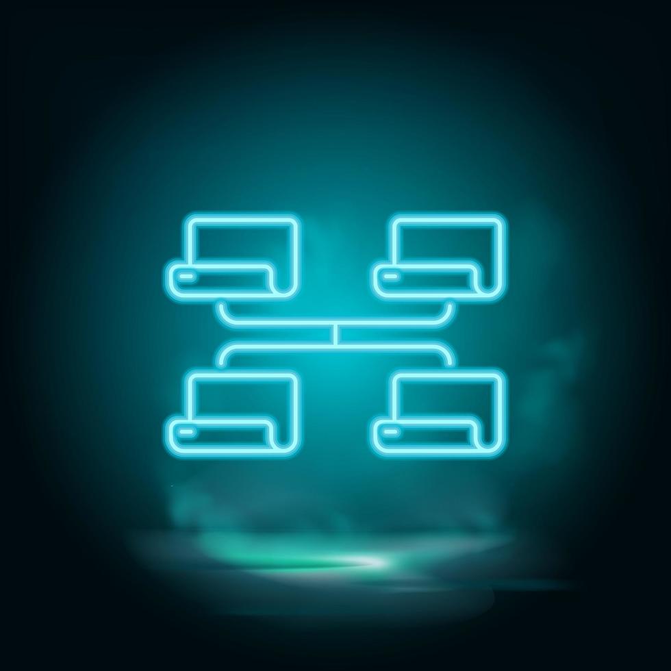 Network , share vector blue neon icon. Illustration isolated vector sign symbol - computer technologies icon vector neon - Vector