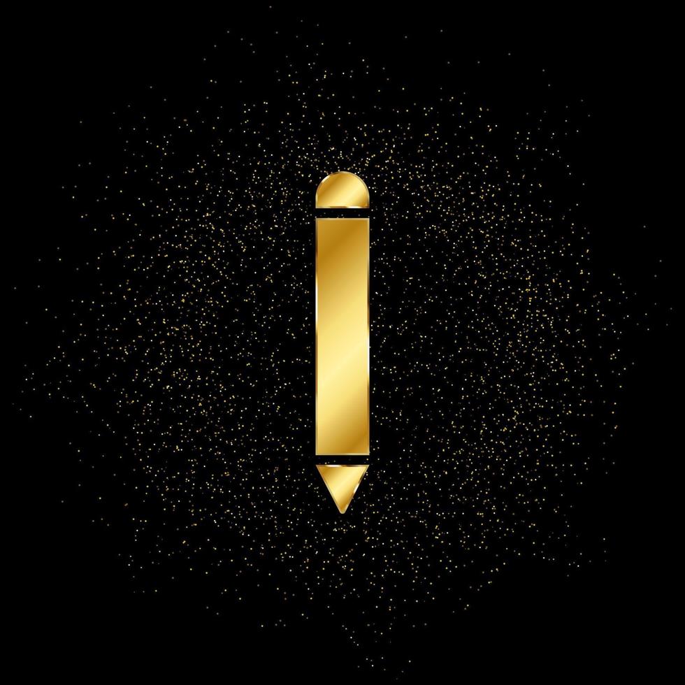 pencil gold icon. Vector illustration of golden particle background. isolated vector sign symbol - Education icon black background .