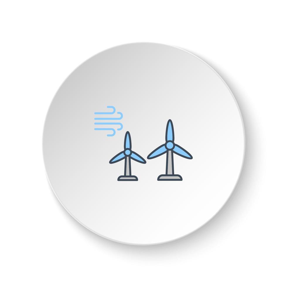 Round button for web icon, wind, energy, eco. Button banner round, badge interface for application illustration on white background vector