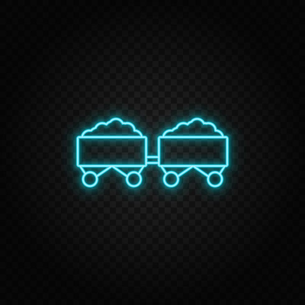 coal, energy, eco neon vector icon. Blue and yellow neon vector icon. Vector transparent background