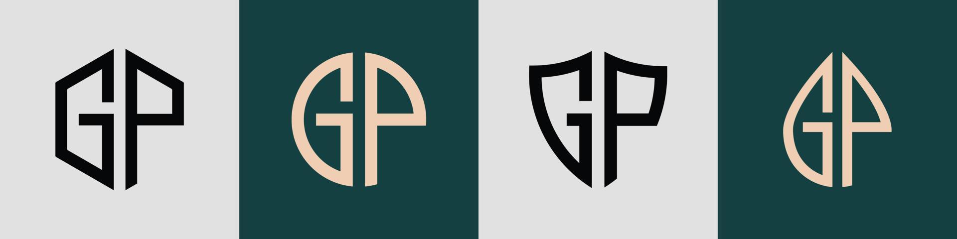 Creative simple Initial Letters GP Logo Designs Bundle. vector