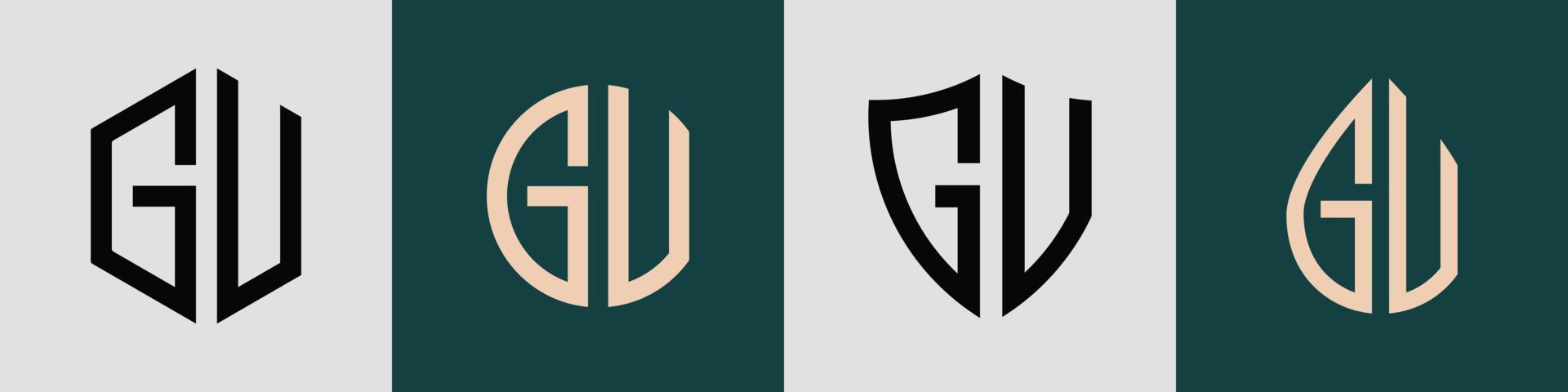 Creative simple Initial Letters GV Logo Designs Bundle. vector