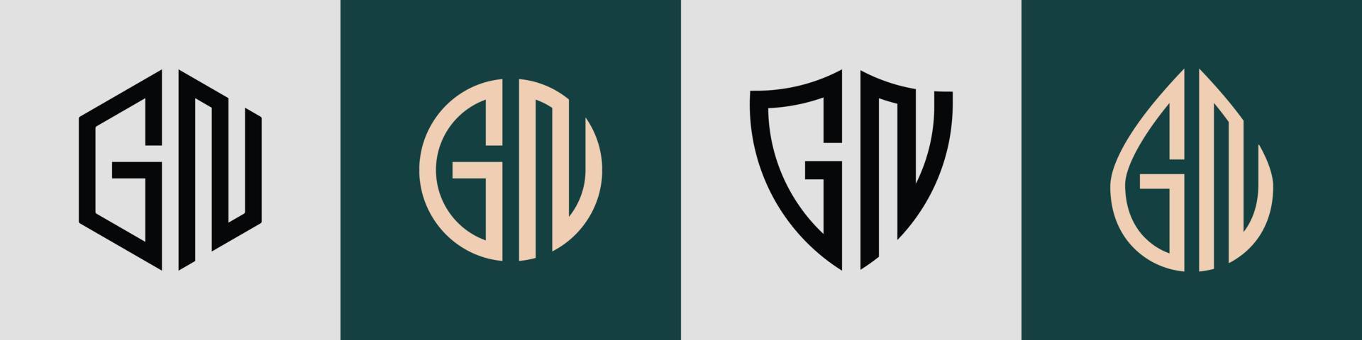 creativo sencillo inicial letras gn logo diseños manojo. vector