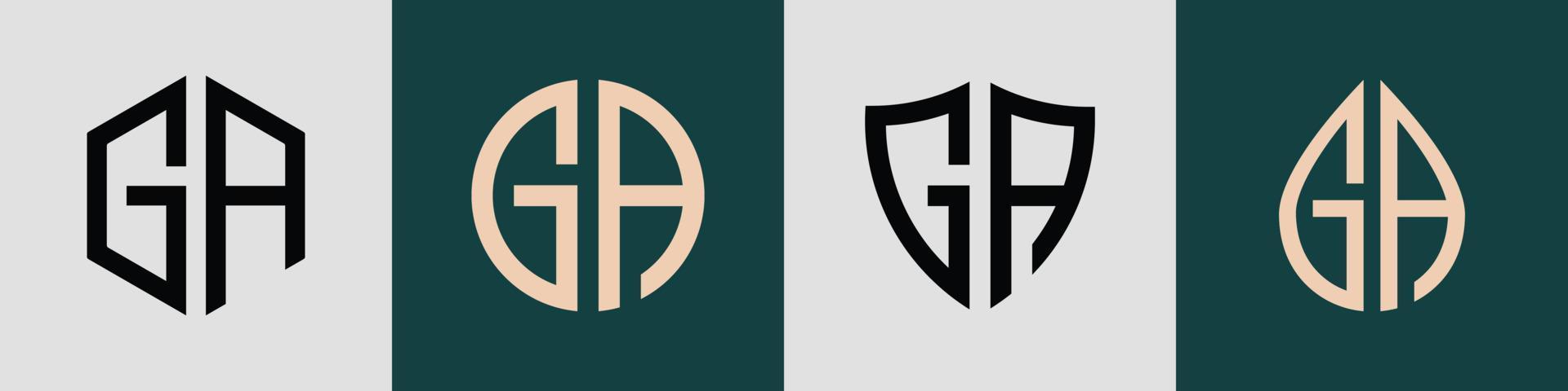 Creative simple Initial Letters GA Logo Designs Bundle. vector