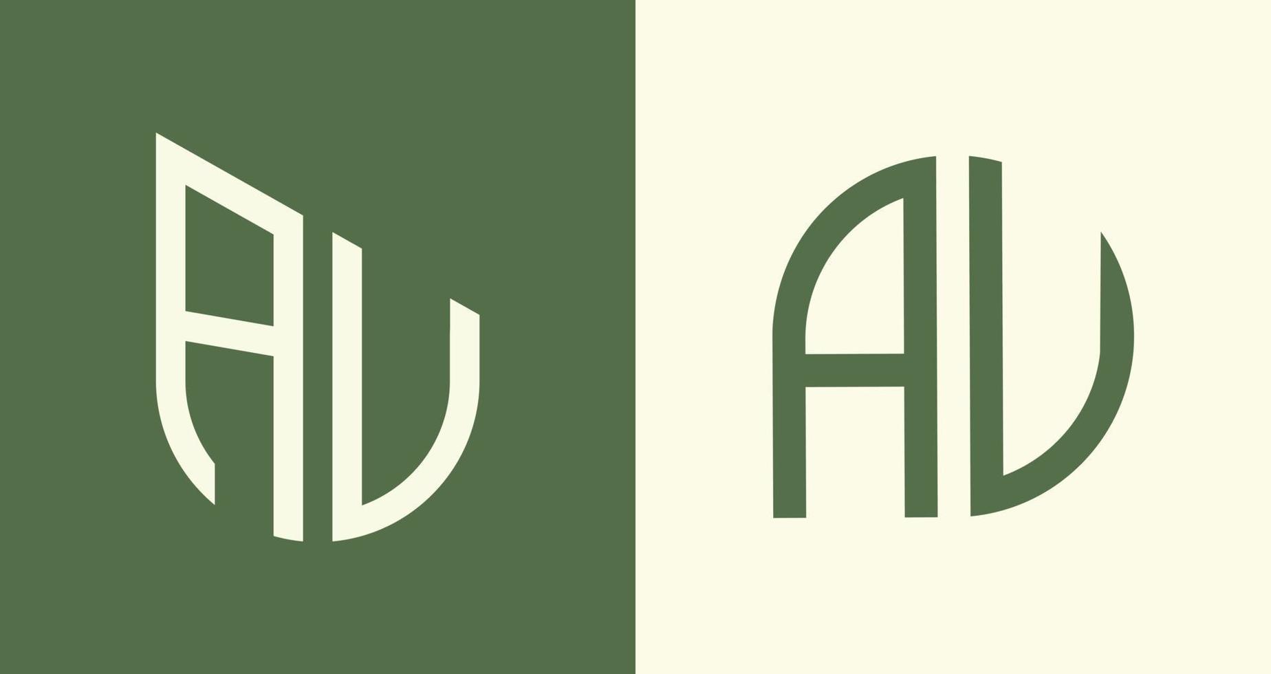 Creative simple Initial Letters AU Logo Designs Bundle. vector