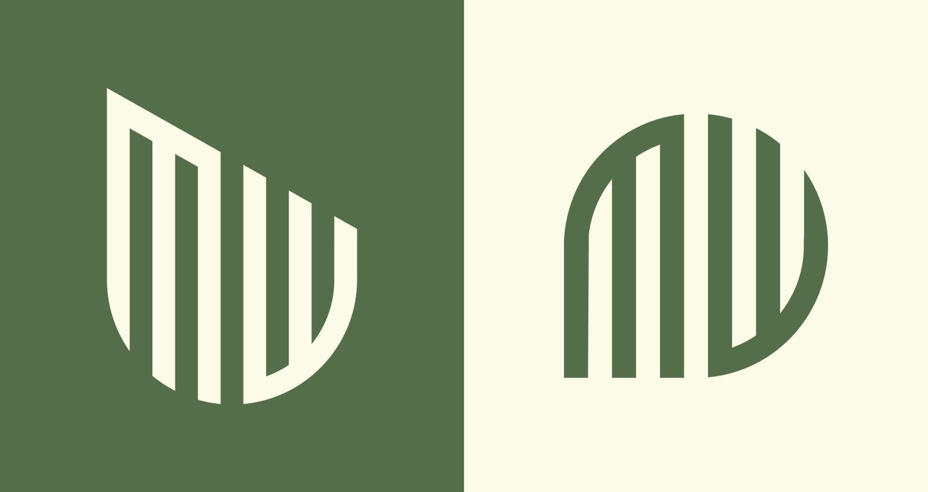 Creative simple Initial Letters MW Logo Designs Bundle. vector