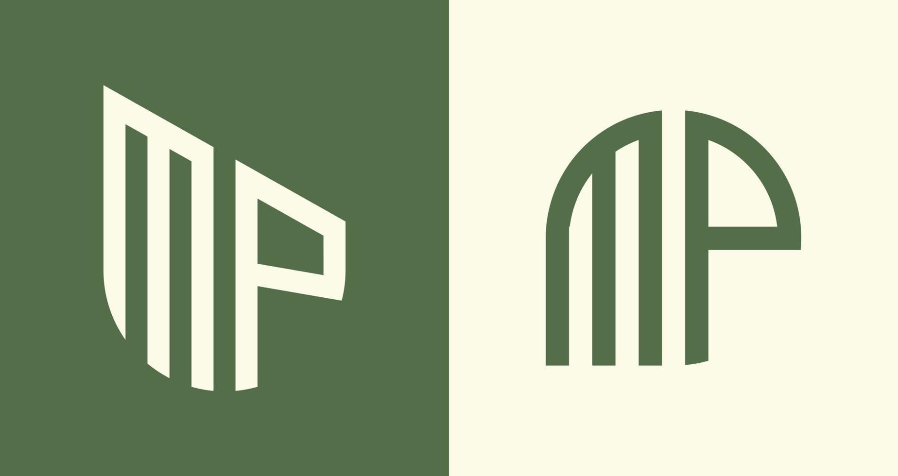 Creative simple Initial Letters MP Logo Designs Bundle. vector