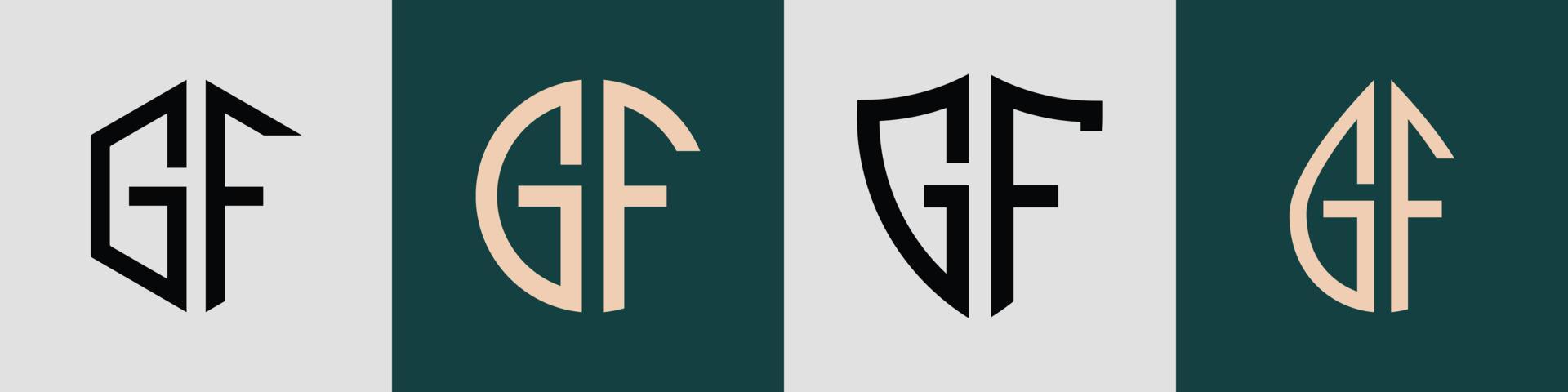 Creative simple Initial Letters GF Logo Designs Bundle. vector