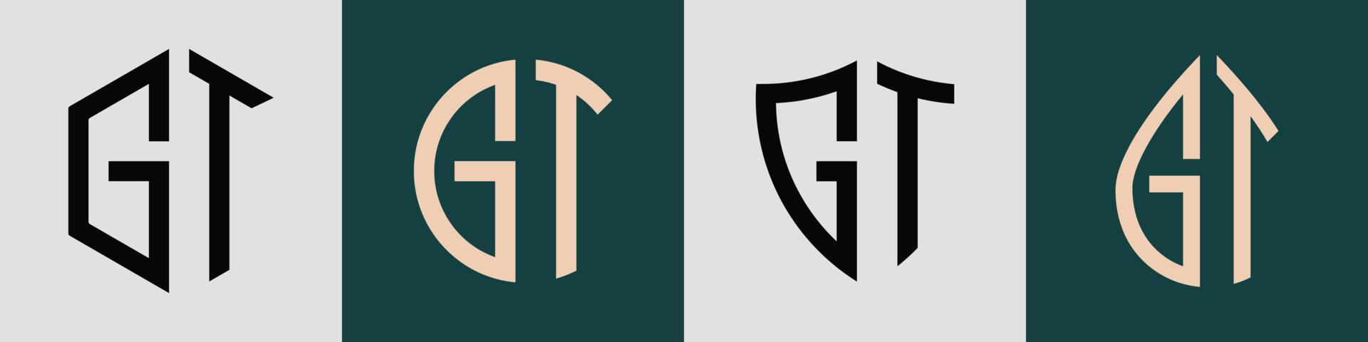 Creative simple Initial Letters GT Logo Designs Bundle. vector