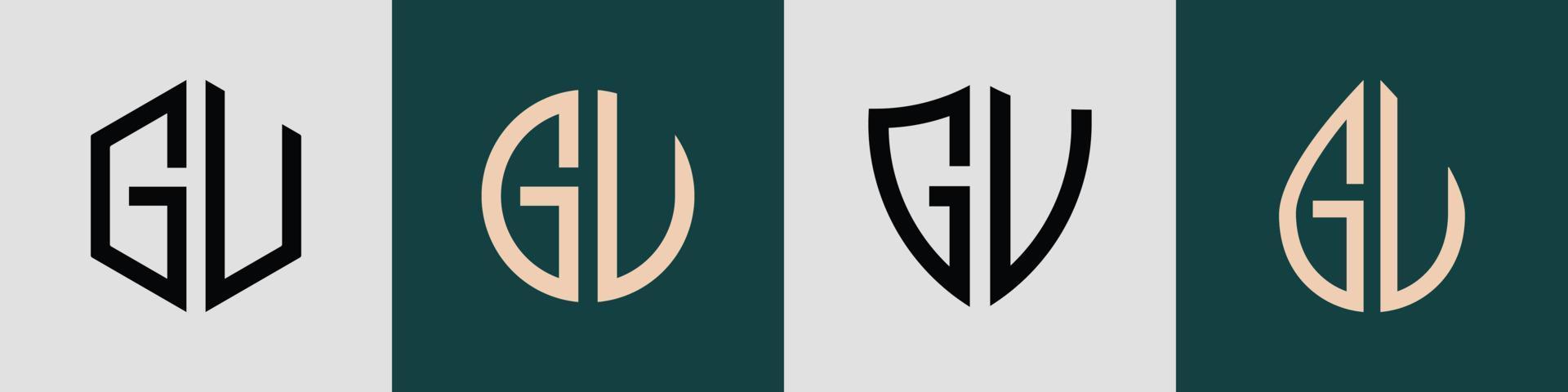 Creative simple Initial Letters GU Logo Designs Bundle. vector