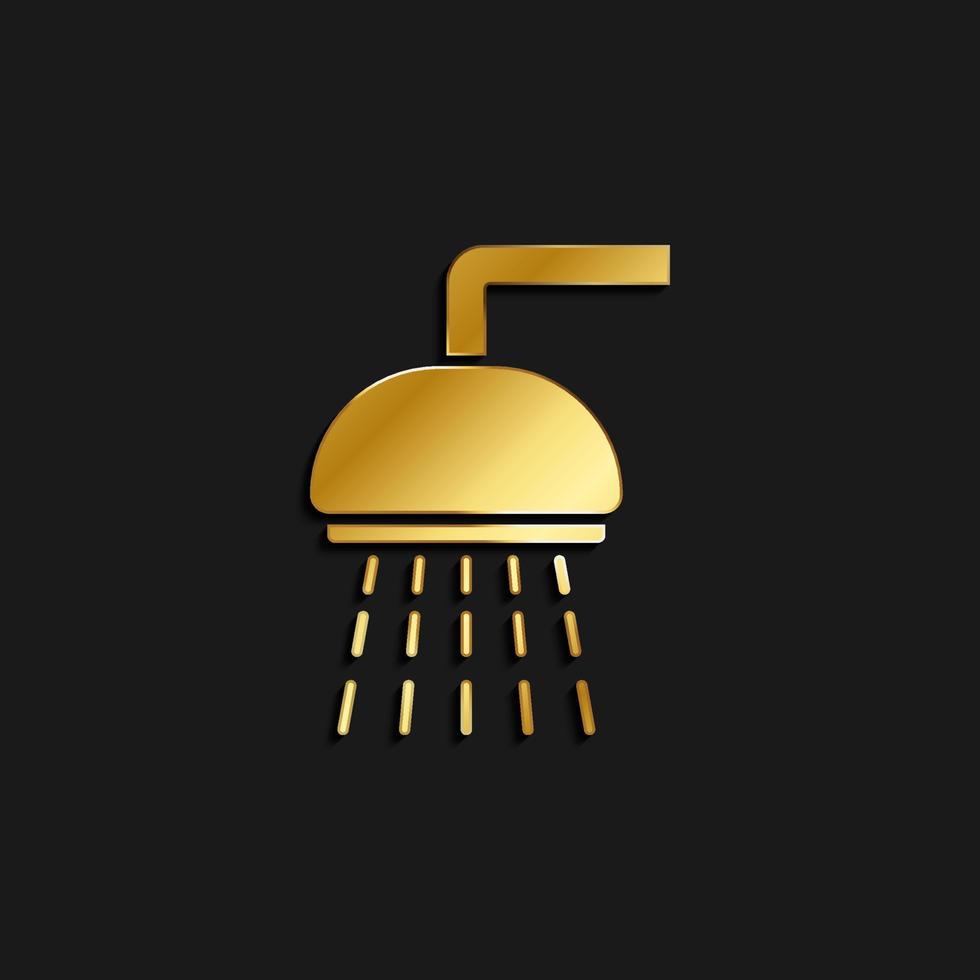 Bath, bathroom, shower gold icon. Vector illustration of golden icon on dark background