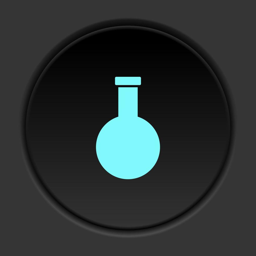 Round button icon, chemical flask. Button banner round, badge interface for application illustration on dark background vector