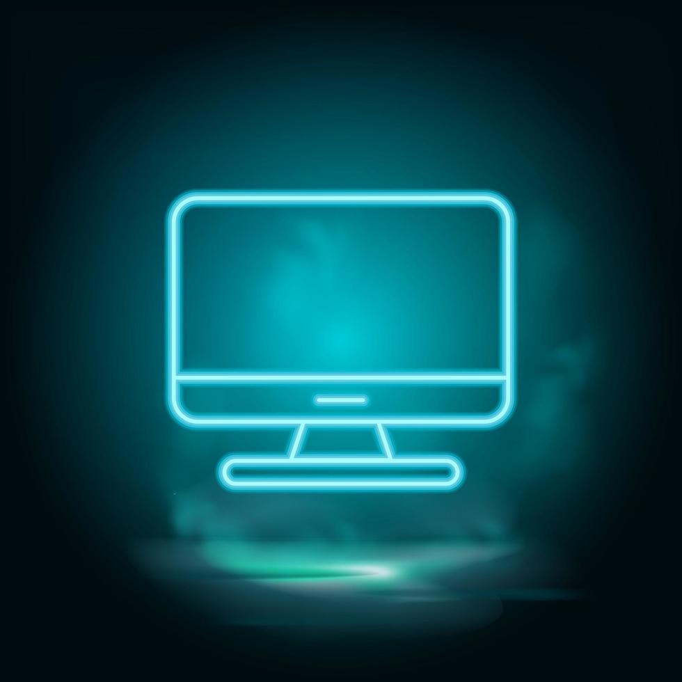 Computer , desktop vector blue neon icon. Illustration isolated vector sign symbol - computer technologies icon vector neon - Vector