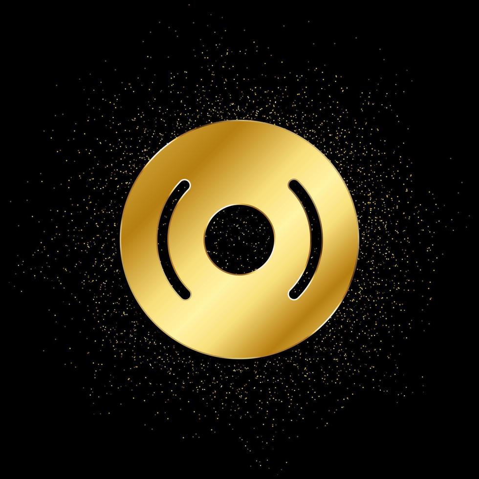 cd, disk, dvd gold icon. Vector illustration of golden particle background. isolated vector sign symbol - Education icon black background .