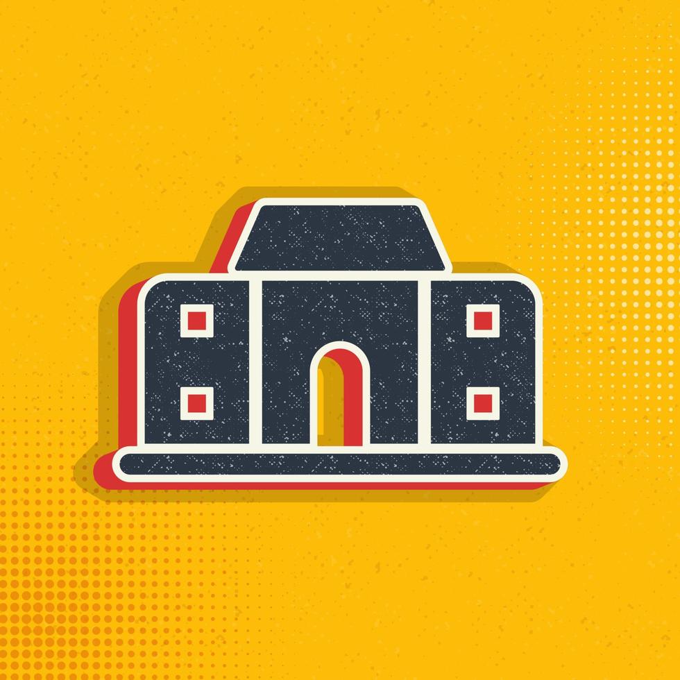 building, college pop art, retro icon. Vector illustration of pop art style on retro background