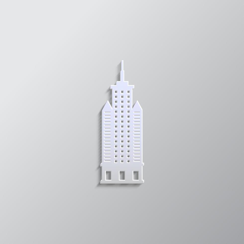 edificio papel estilo, icono. gris color vector fondo- papel estilo vector icono.
