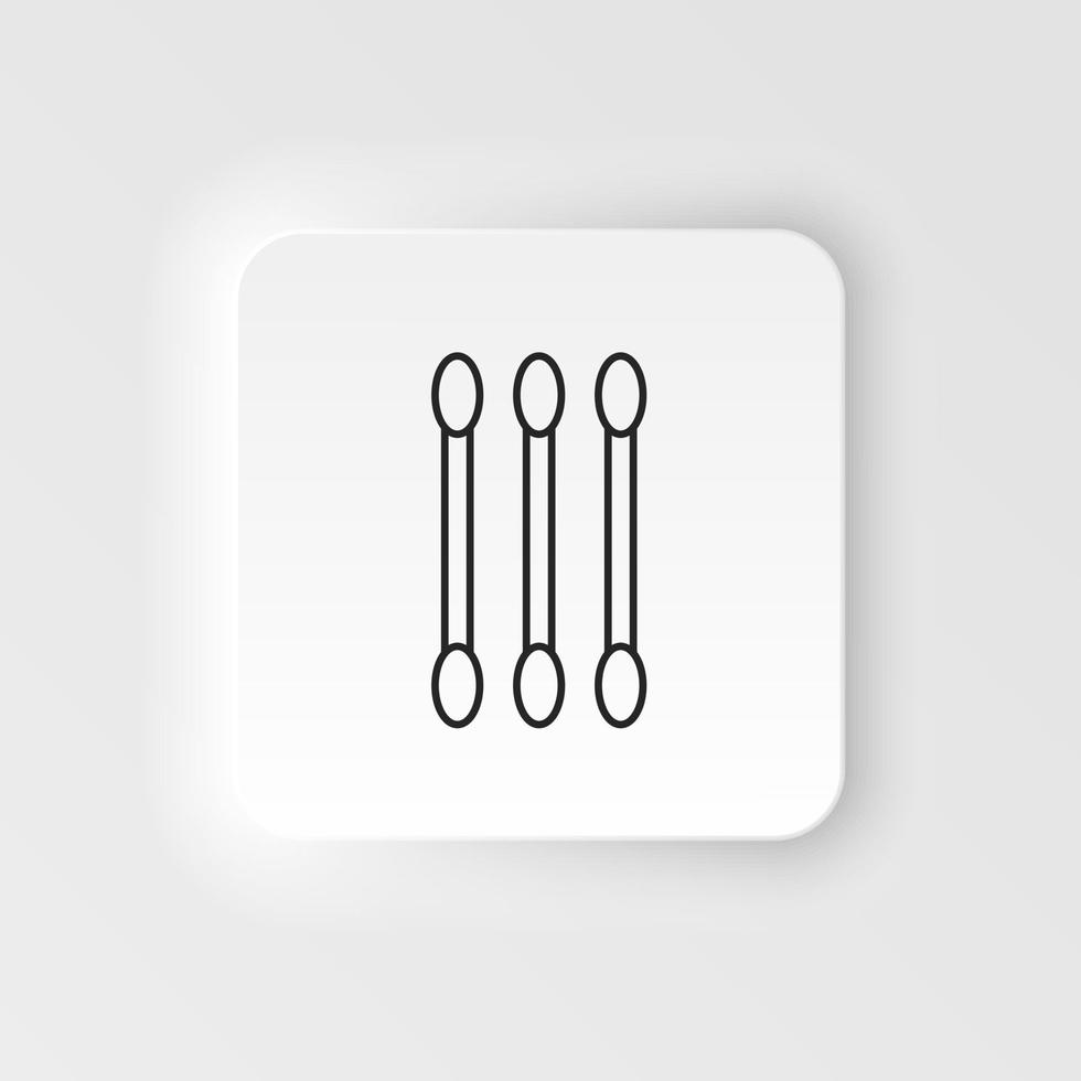 Cotton buds icon. Simple element illustration natural concept. Cotton buds icon. Neumorphic style vector icon on white background