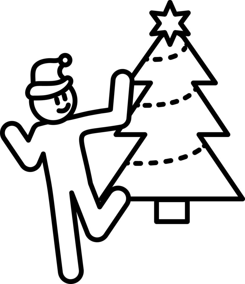 palo figura hombres a nuevo año fiesta icono. contento humano bailando cerca árbol pictograma. vector icono