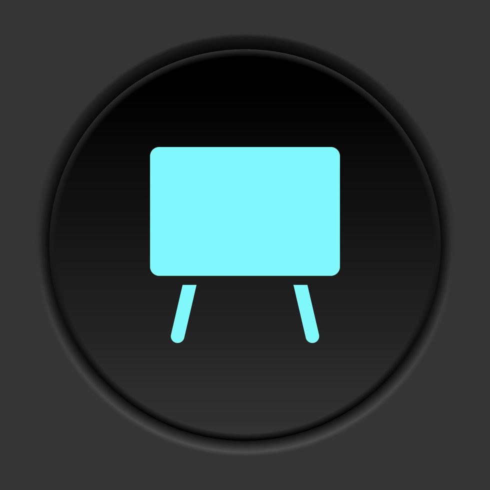 Round button icon, blackboard. Button banner round, badge interface for application illustration on dark background vector