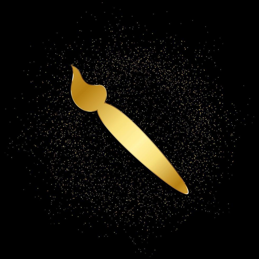 brush gold icon. Vector illustration of golden particle background. isolated vector sign symbol - Education icon black background .