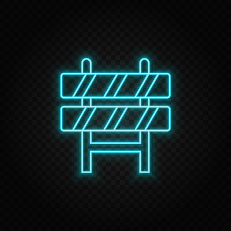 building, road block. Blue and yellow neon vector icon. Vector transparent background