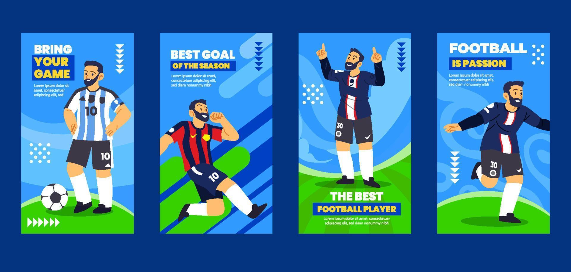 mejor fútbol jugador social medios de comunicación historia modelo vector