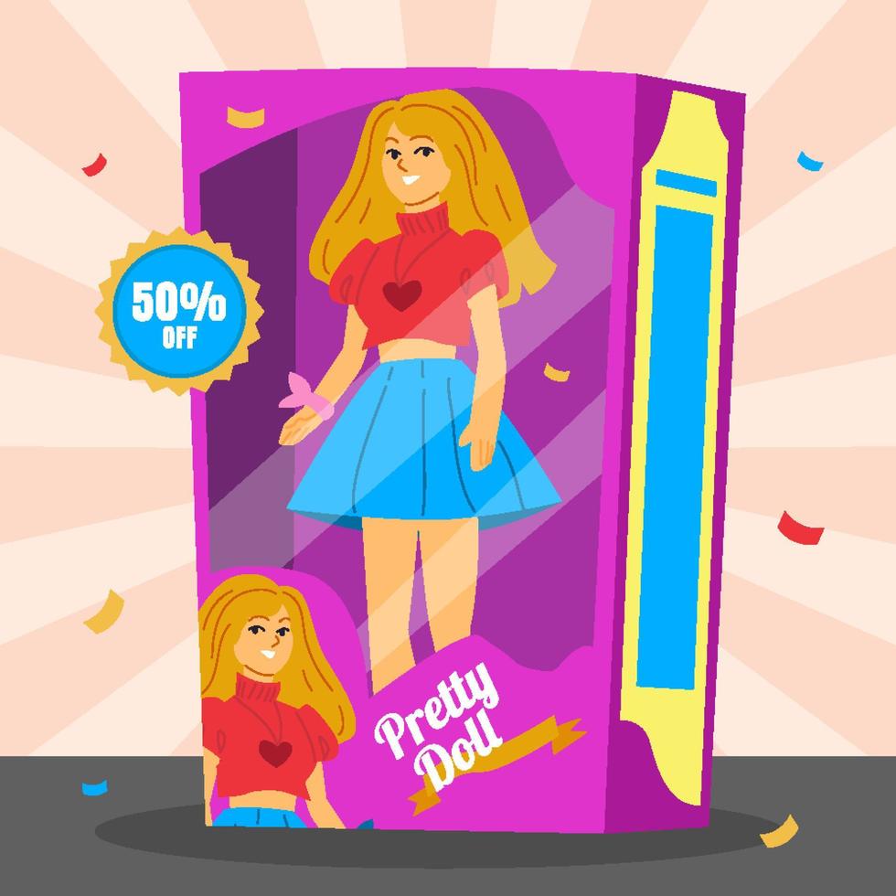 Pretty Doll Inside Pack Concept vector