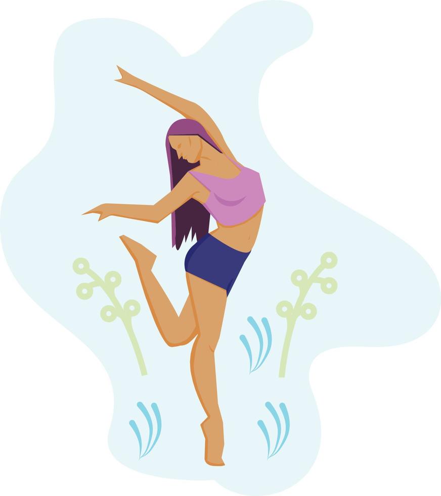 mujer bailando y teniendo divertida. vector