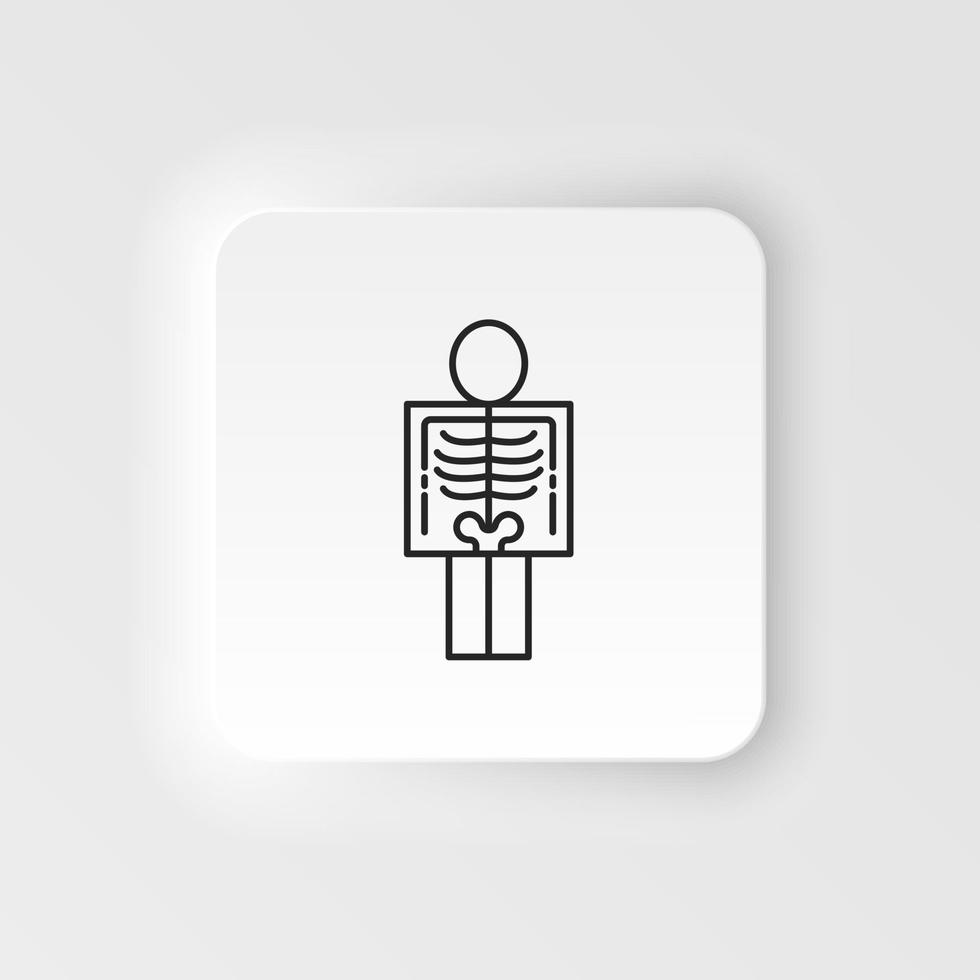 Diseases, patient, roentgen vector. Muscle aches, cold and bronchitis, pneumonia and fever, health medical illustration - neumorphic style vector icon .