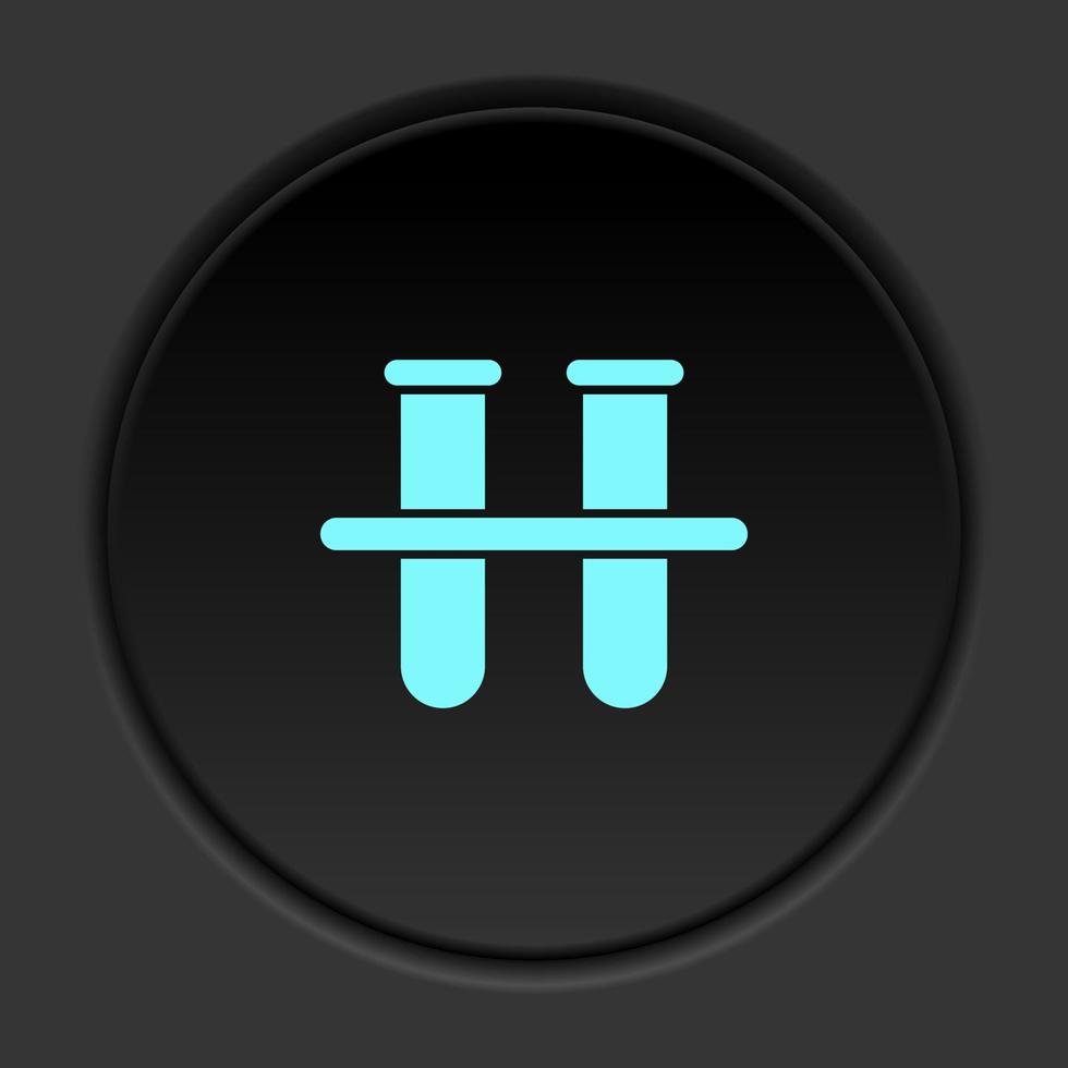 Round button icon, lab glassware. Button banner round, badge interface for application illustration on dark background vector