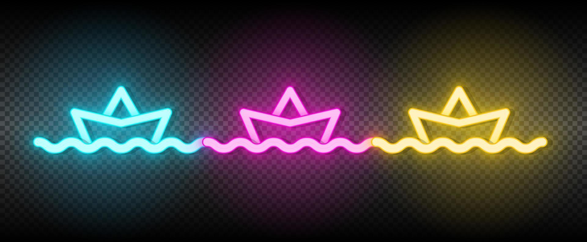 boar, paper, sea, business neon vector icon. Illustration neon blue, yellow, red icon set