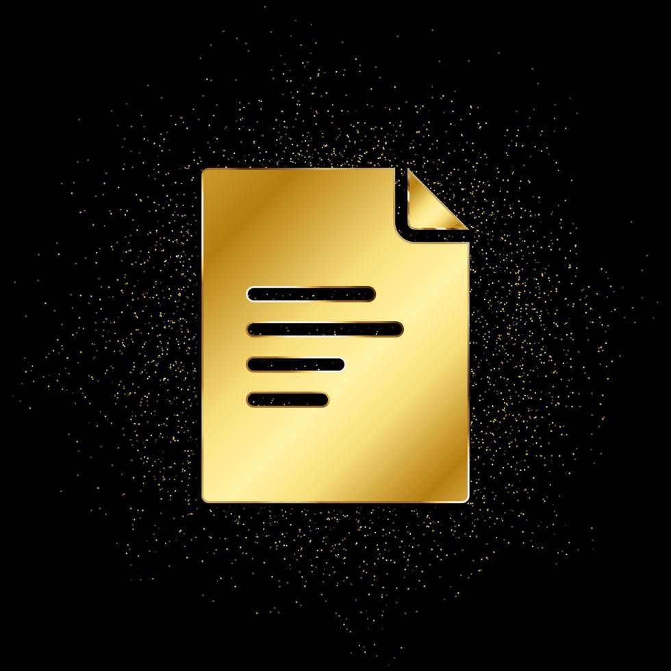 document gold icon. Vector illustration of golden particle background. isolated vector sign symbol - Education icon black background .