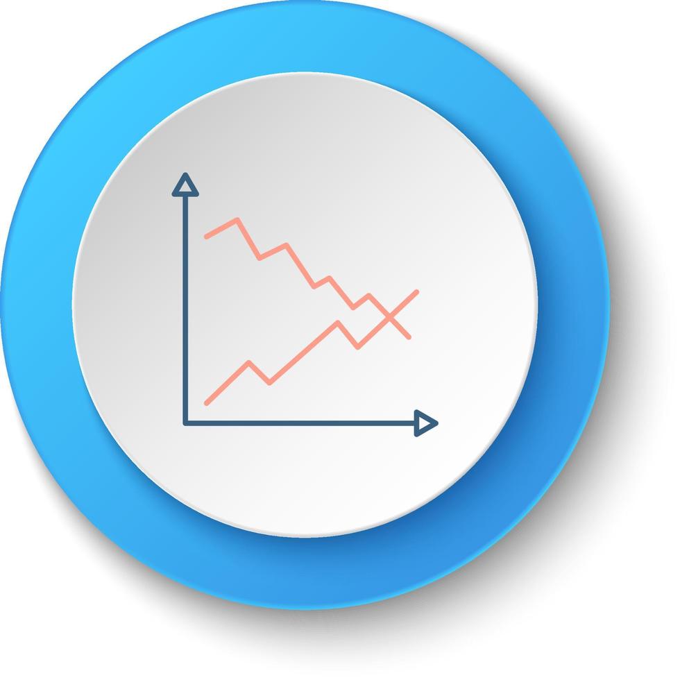 Round button for web icon. Business, growth, graph vector icon. Button banner round, badge interface for application illustration on white background