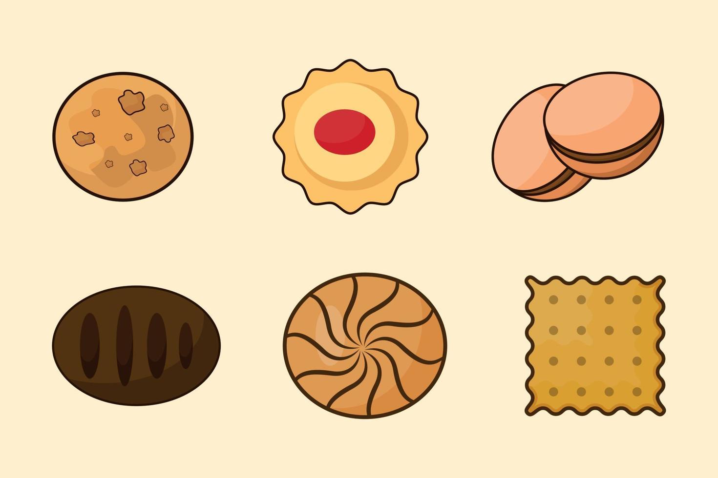 Set of Different Cookies Including a Biscuit Illustration Design vector