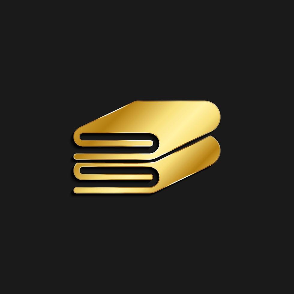 Towels gold icon. Vector illustration of golden icon on dark background