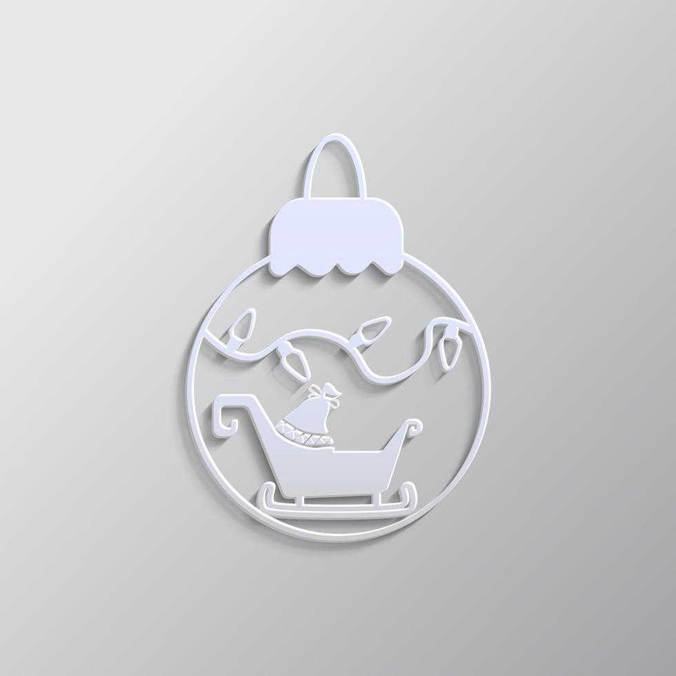 Christmas Santa Claus paper style, icon. Grey color vector background- Paper style vector icon