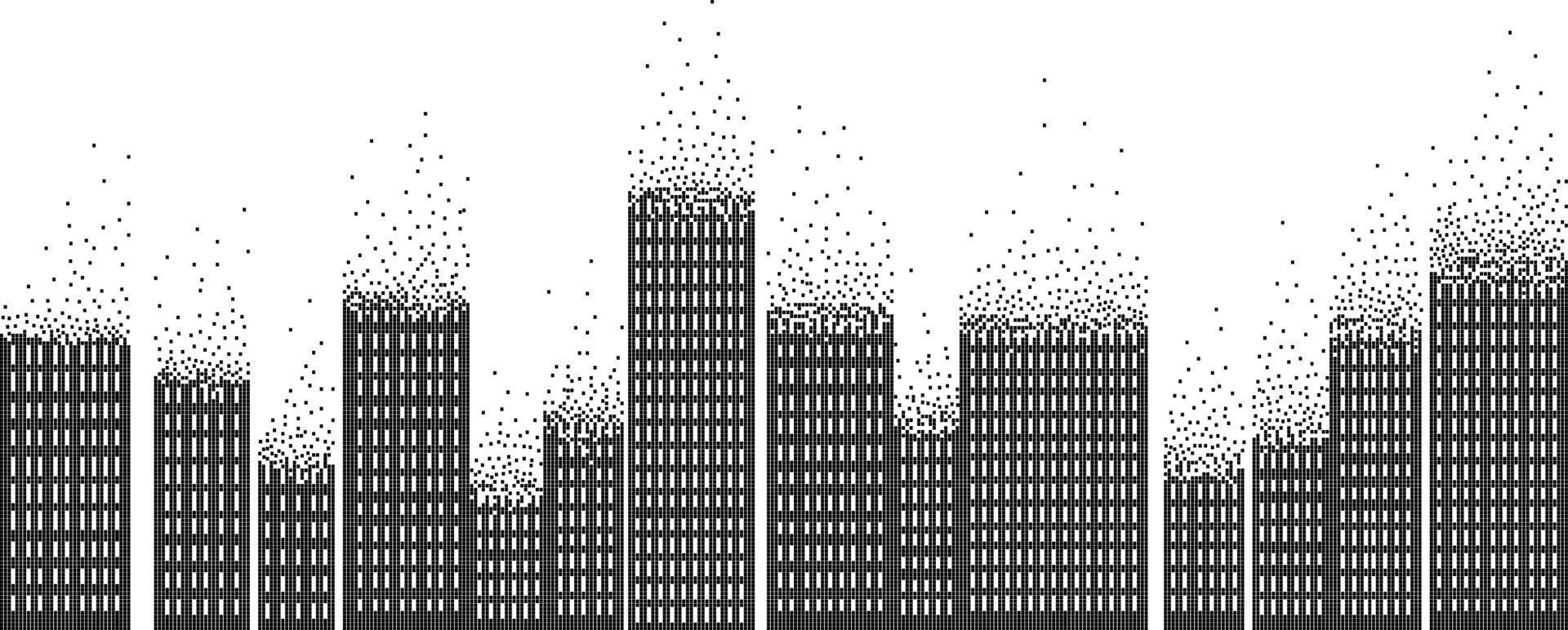 Square dotted city. Abstract City vector, Equalizer background. transparent city landscape, Dots Building in the night City, skyline, Architecture vector