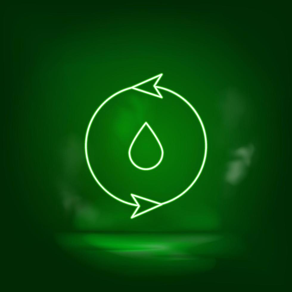 ecológico, agua neón vector icono. salvar el mundo, verde neón, verde antecedentes