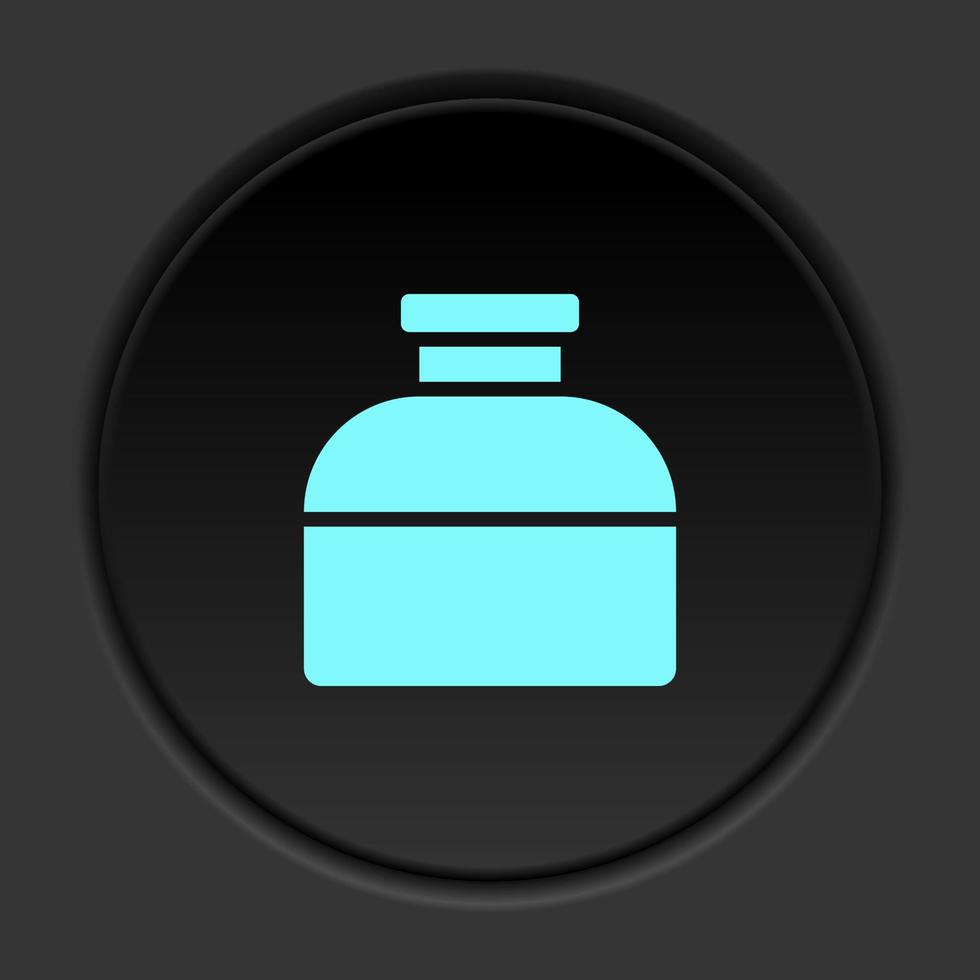 Round button icon, ink, bottle. Button banner round, badge interface for application illustration on dark background vector