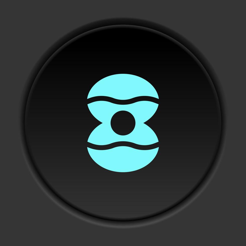 Round button icon, Boat, paper. Button banner round, badge interface for application illustration on dark background vector
