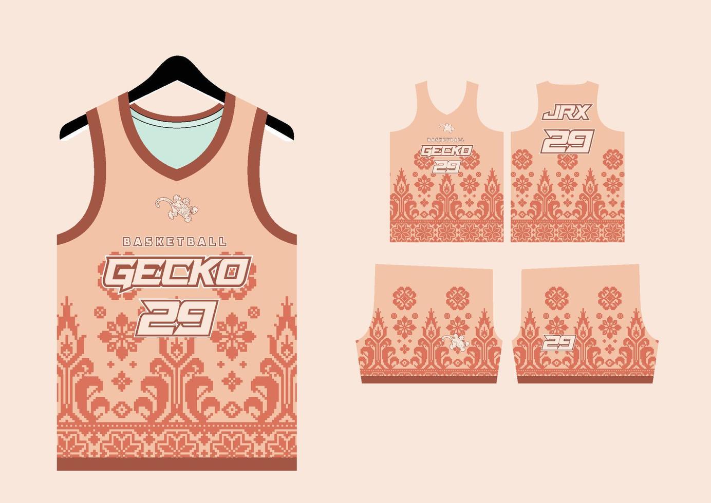 Set Pattern Print basketball uniform jersey vector