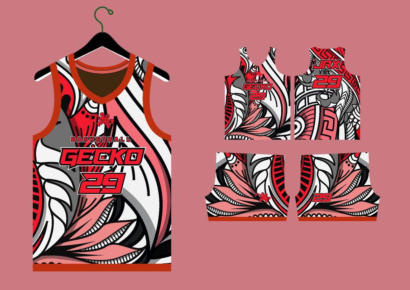 Set Pattern Print basketball uniform jersey vector