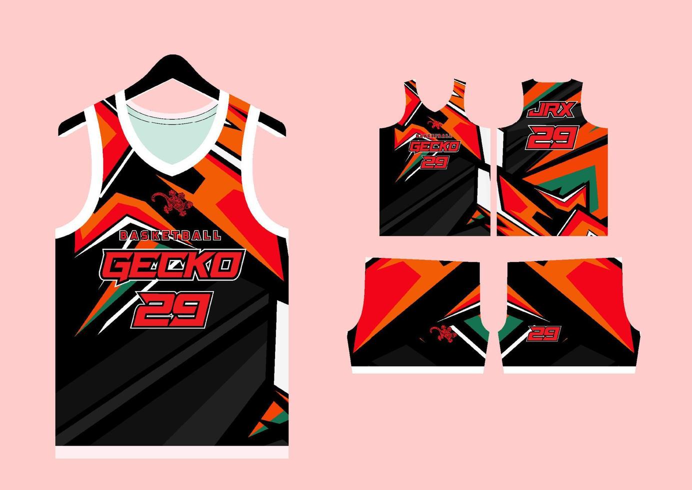 Set Pattern Print basketball uniform jersey vector