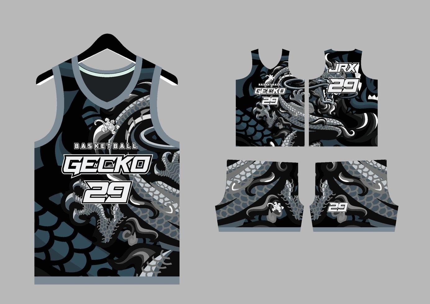 Set Pattern Print basketball uniform jersey vector