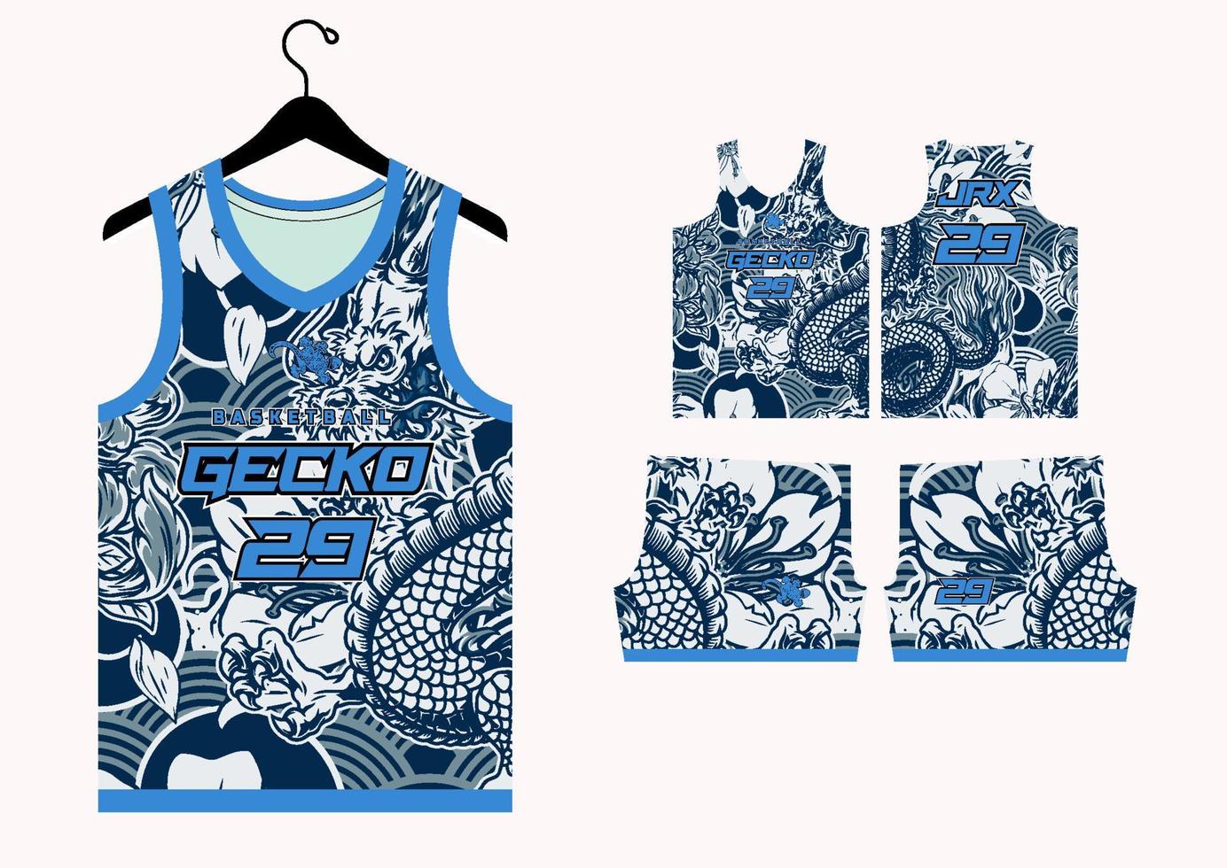 Set Pattern Print basketball uniform jersey vector