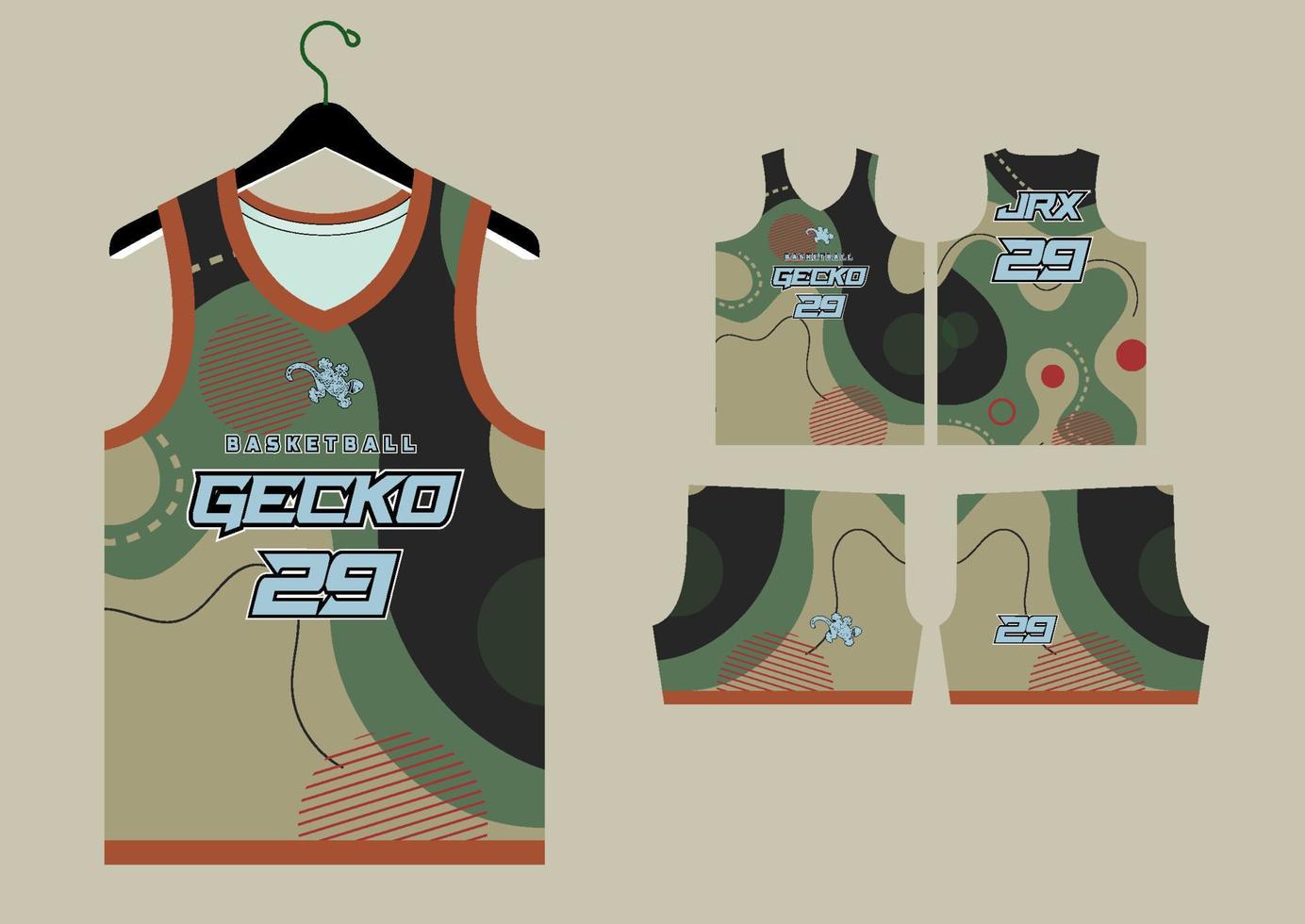Set Pattern Print basketball uniform jersey vector