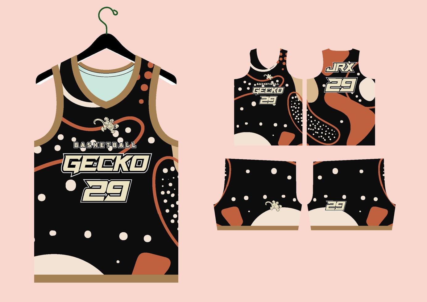 Set Pattern Print basketball uniform jersey vector